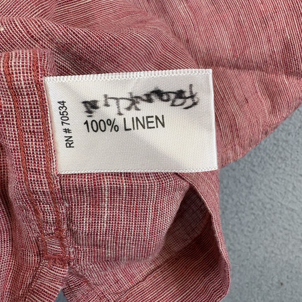 Orvis 100% Linen Shirt Mens XL Red Check Button Short Sleeve Casual Lightweight - Picture 7 of 7